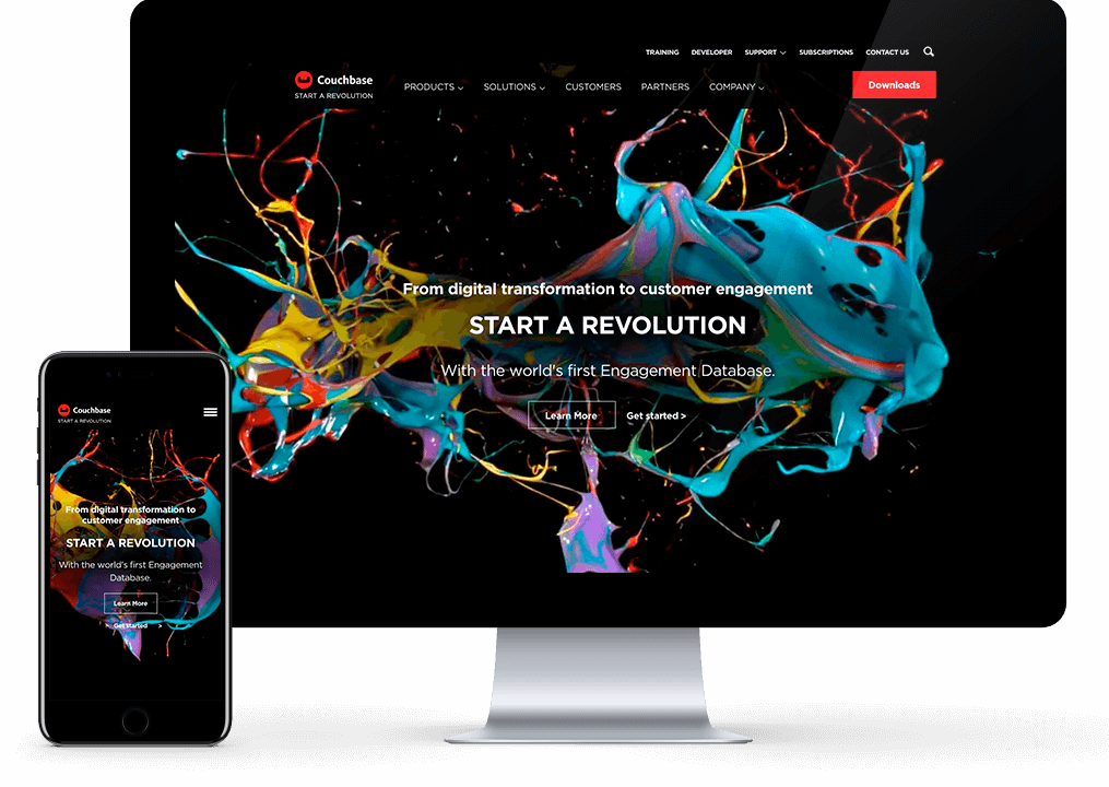 couchbase website on desktop and mobile device